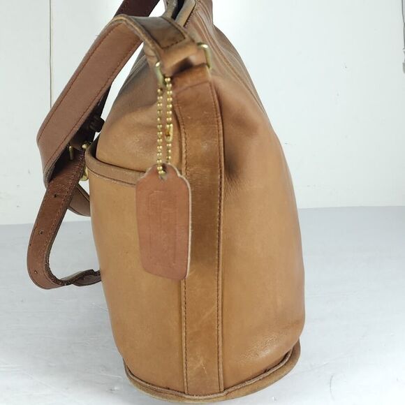 Coach Vintage Tan Leather Purse Shoulder Crossbody Bucket Bag 4807 - Picture 5 of 16